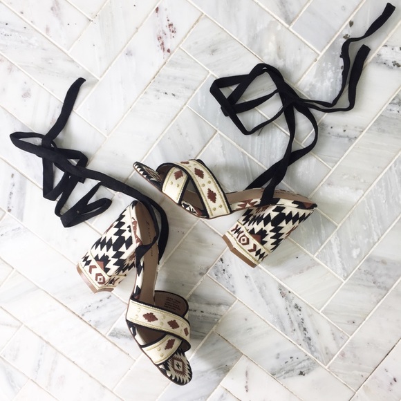 Shoes - Boho Wedge Sandals with tie up lace NEW!